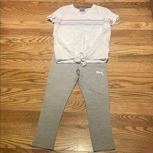 Puma White Tee and Gray Leggings Set